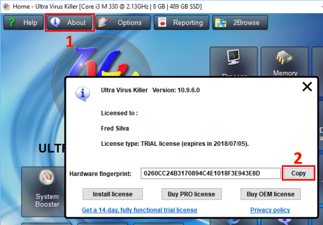 Get hardware fingerprint for OEM license