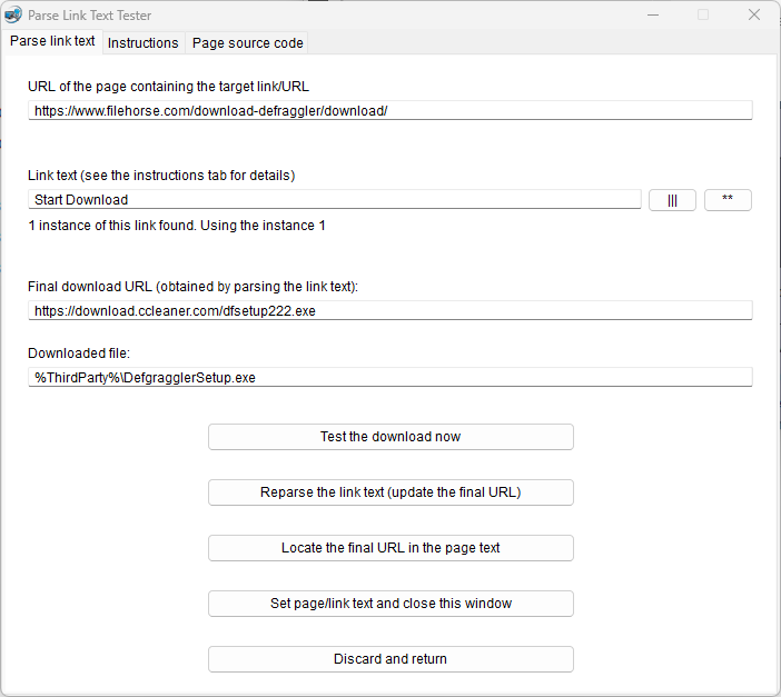 Parse Link Text tester