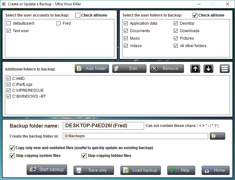 Backup User Interface