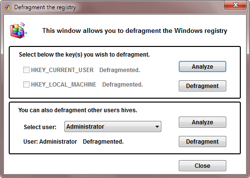 Post registry defrag