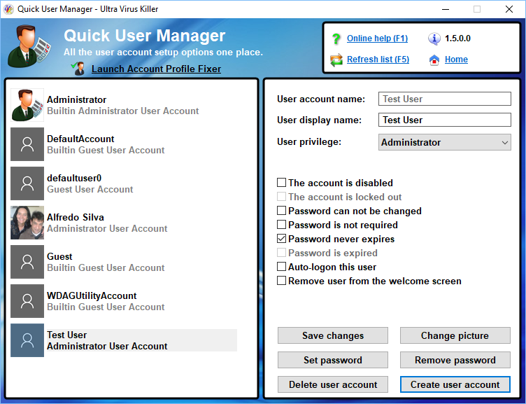 Quick User Manager