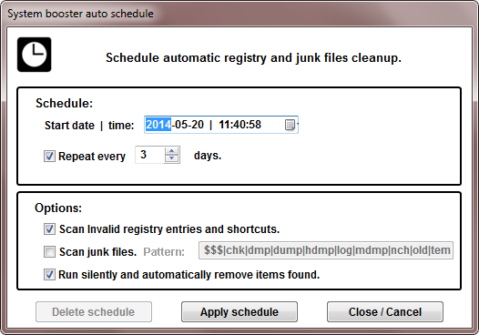 System booster schedule